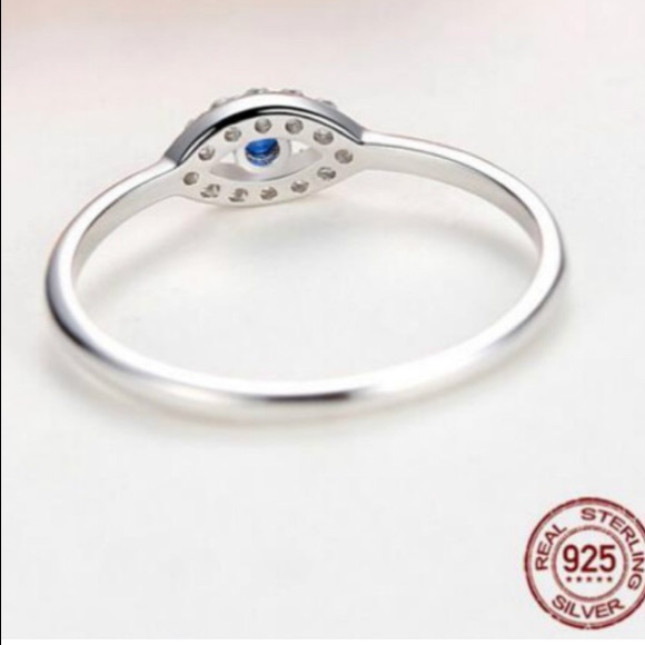925 Sterling Silver Tiny Lucky Eye Ring - Picture 6 of 9